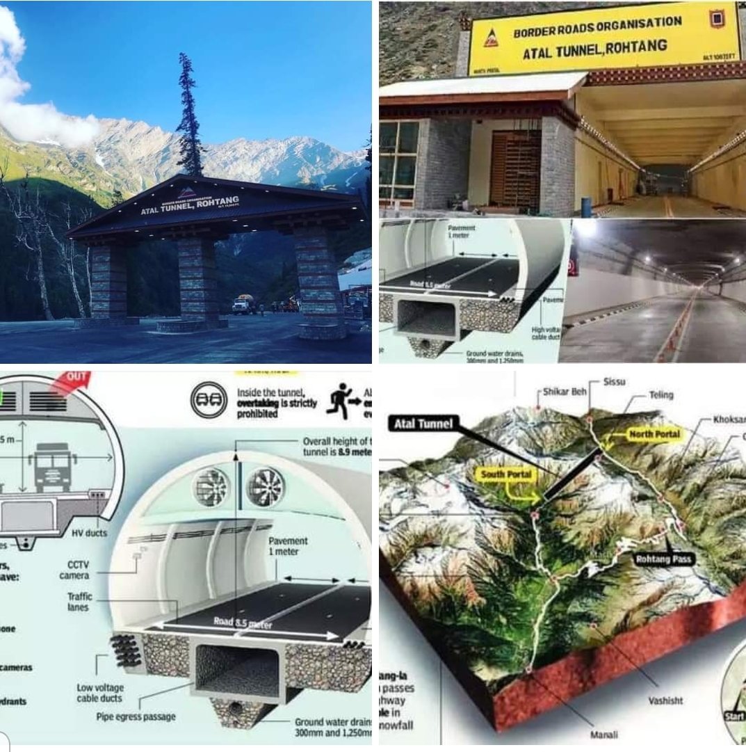 whatsupkamal's tweet photo. The Atal Rohtang  Tunnel at analtitude of above 3,000 metres passes through Rohtang pass and it is the longest highway tunnel in the World, connecting Manali to Lahaul-Spiti valley throughout the year. #HimachalPradesh #IncredibleIndia https://t.co/R9rV0msGsO