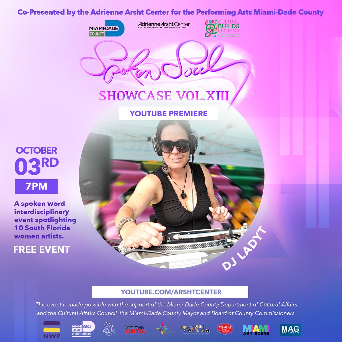 Be sure to stay with us after the show tomorrow and be ready to DANCE! Our very own <a href="/miztydal/">TERESA LADY T LEZCANO</a> #DJLadyT will be on the 1s and 2s, providing us with one of her #FIRE mixes! #SpokenSoulShowcaseVol13 2nite 7pm youtube.com/arshtcenter