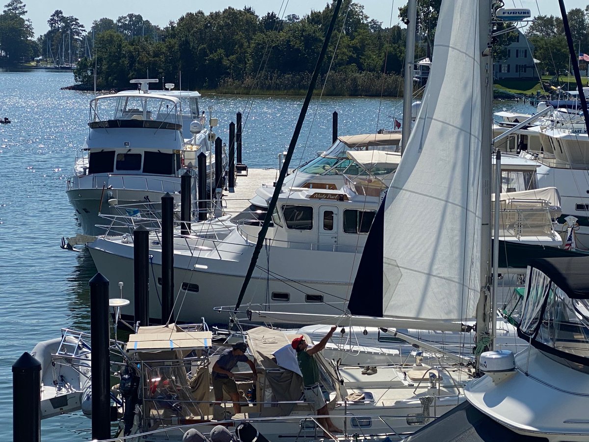 DBYard's tweet image. Teamwork!

Our ABYC Certified Master Technician is installing solar panels on this Caliber 40 while Deltaville Rigging Company repairs a jammed mainsail.