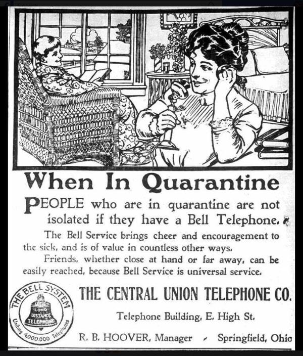 illinoisIHLC's tweet photo. Just like many of the ads we see on TV today, businesses adapted to the #SpanishInfluenza pandemic by incorporating it into their marketing strategies. While people were stuck indoors and couldn't shop in town, companies communicated the importance of their products in the home. https://t.co/QvA3K7cTY6