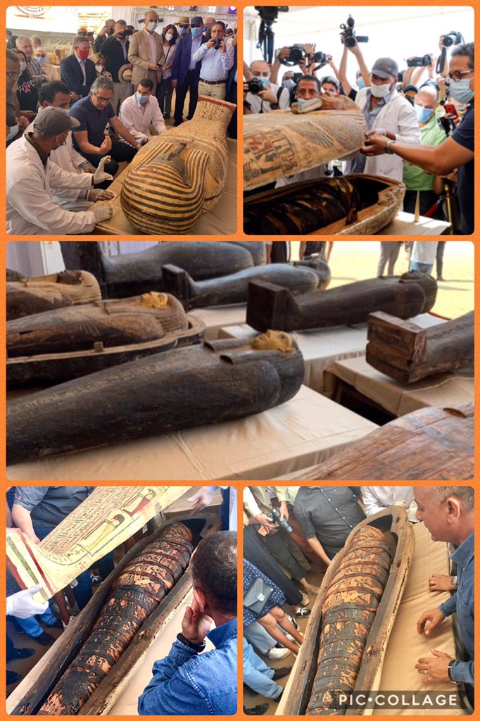 Today at Saqqara. Exciting opening of a 2500 years old coffin lead by Minister of <a href="/TourismandAntiq/">Ministry of Tourism and Antiquities</a> 1 of 59 amazing sarcophagus. Hoy en Saqqara 🇪🇬 excitante apertura de ataúd de 2500 años encabezada x Ministro de Antigüedades. 1de 59 sarcófagos descubiertos <a href="/EnEgipto/">Misión Arqueológica Mexicana en Egipto</a> <a href="/AABA_Mexico/">AABA México</a>