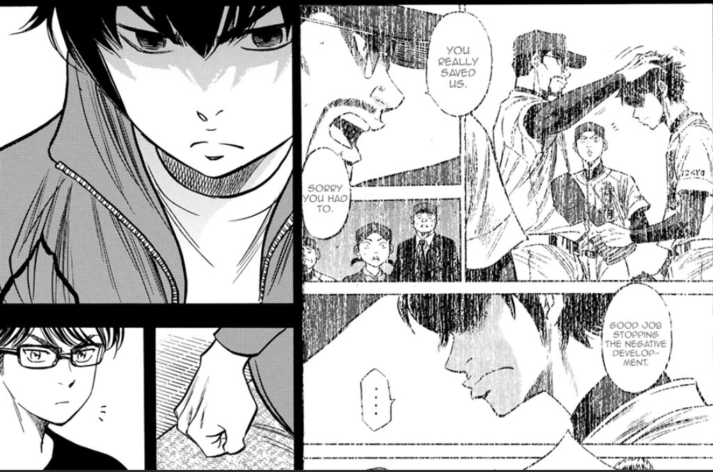 anytime eijun looks like he doubts his self worth i just die a little bit inside especially noq that hes come so far pls fuck the look in his eyes remembering like i cant blame him for suddenly being "selfish" and thinking of the ace # + acknowledgement again