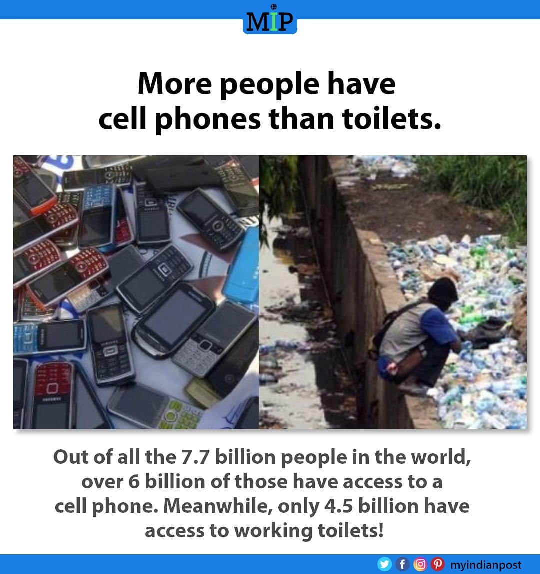 _myindianpost_'s tweet photo. More people have cell phones than toilets.

#Toilet #CellPhone https://t.co/UyE1s2tsjt