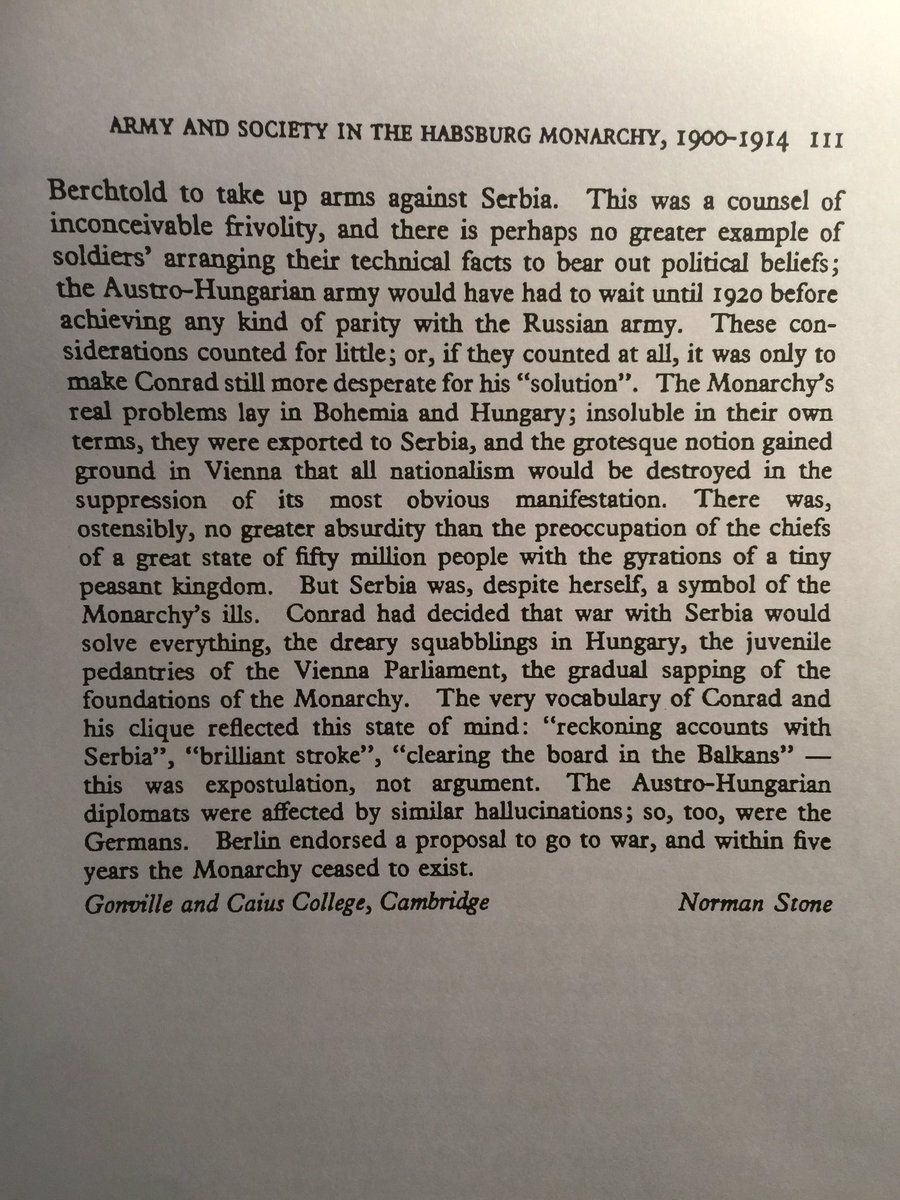 Excerpts of a fascinating analysis by Norman Stone on the late Austro-Hungarian Army, especially the KuK’s concern for its Italian and Serb enemies & not any threat from within.