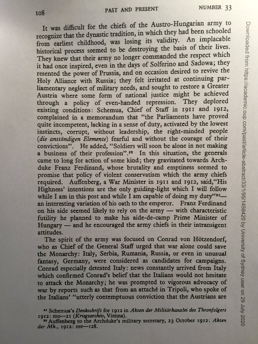 Excerpts of a fascinating analysis by Norman Stone on the late Austro-Hungarian Army, especially the KuK’s concern for its Italian and Serb enemies & not any threat from within.