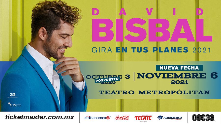 Bisbal Street Team (@bisbalstmexico) on Twitter photo Buenos días!! Recuerden que se pospuso para el 6 de noviembre del 2021 el concierto de <a href="/davidbisbal/">davidbisbal</a> que sería hoy en en <a href="/TMetropolitanMx/">Teatro Metropólitan</a> de la Ciudad de México 🇲🇽 Buenos días!! Recuerden que se pospuso para el 6 de noviembre del 2021 el concierto de <a href="/davidbisbal/">davidbisbal</a> que sería hoy en en <a href="/TMetropolitanMx/">Teatro Metropólitan</a> de la Ciudad de México 🇲🇽