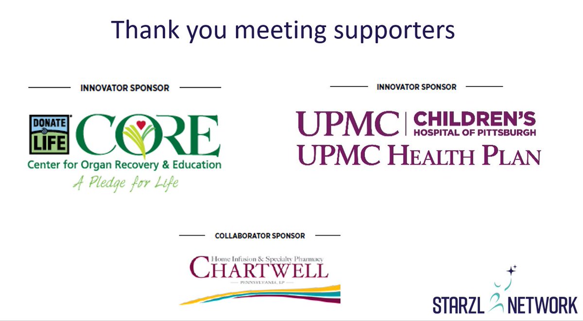 StarzlT's tweet photo. Thank you to @COREDonateLife @chartwellpa and @UPMCHealthPlan and @ChildrensPgh for their strategic support for the work of #Starzl2020 Virtual Meeting. #partnership, #collaboration and #authenticity because #ChildrenCan'tWait! #Transplant https://t.co/YFZFOGiE0R