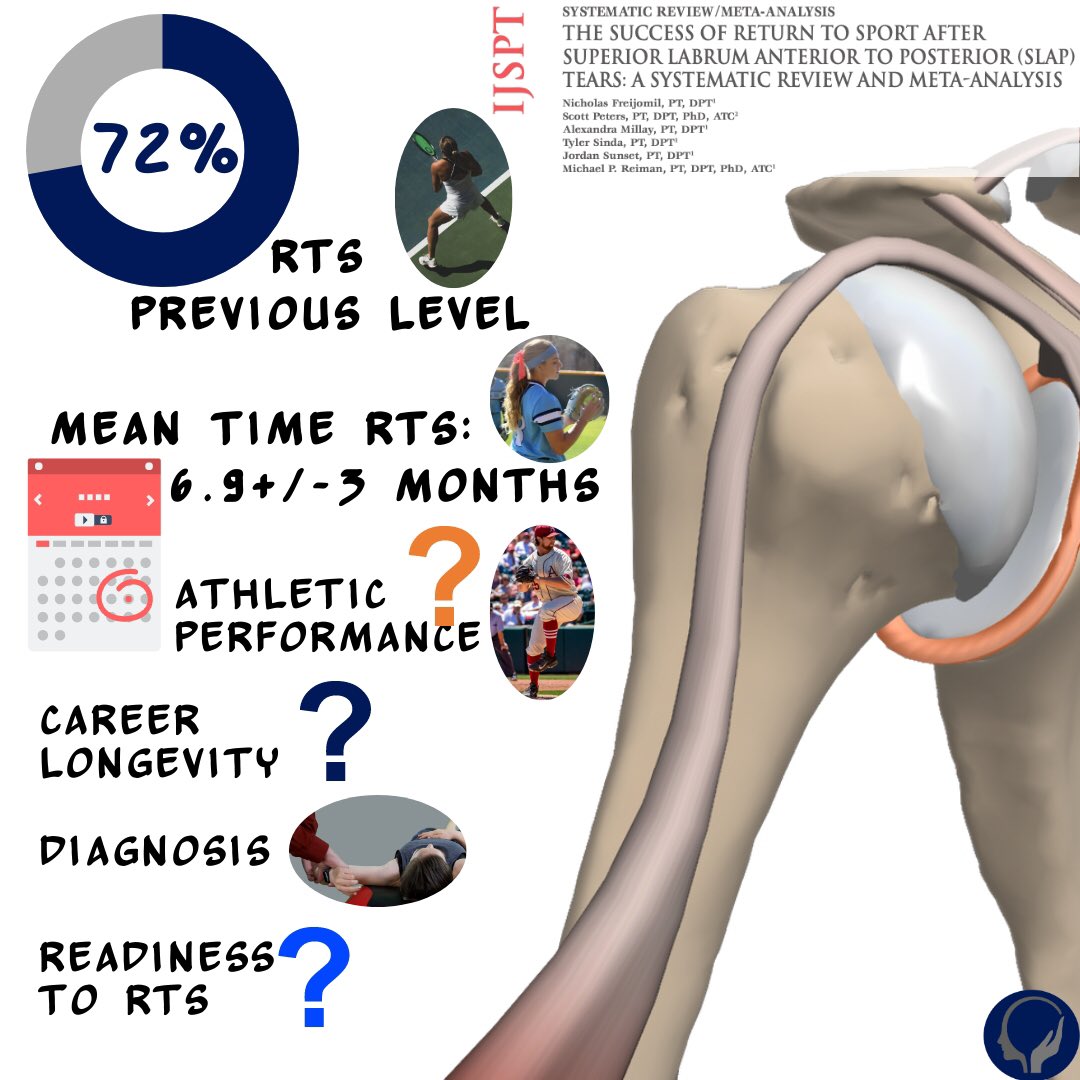 MikeReiman's tweet photo. Return to sport after intervention (predominantly surgical) for SLAP tear. As with most RTS studies-it’s messy. @PistolPeters5 @nickfreijomil_ @AlexMillay_DPT Ty Sinda, Jordan Sunset @Duke_DPT @IJSPT https://t.co/6ytDDbjOnJ