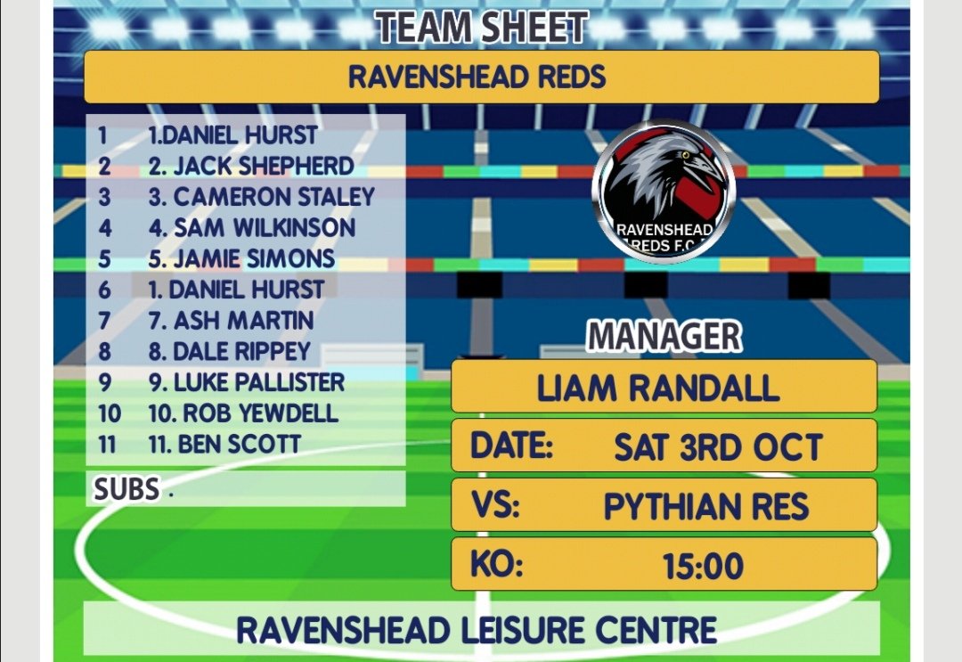 🚨 TEAM NEWS 🚨

Line up for today's match against @PythianF Reserves