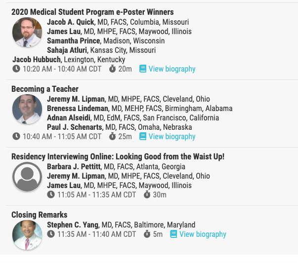 #MedStudents: Check out the line-up for the Medical Student Program TODAY <a href="/AmCollSurgeons/">American College of Surgeons</a> Clinical Congress! Best of all: it's free and available from the comfort of wherever you are right now! facs.org/clincon2020

#ACSCC2020 #SurgEd #MedEd #MedStudentTwitter <a href="/RASACS/">RAS-ACS</a>