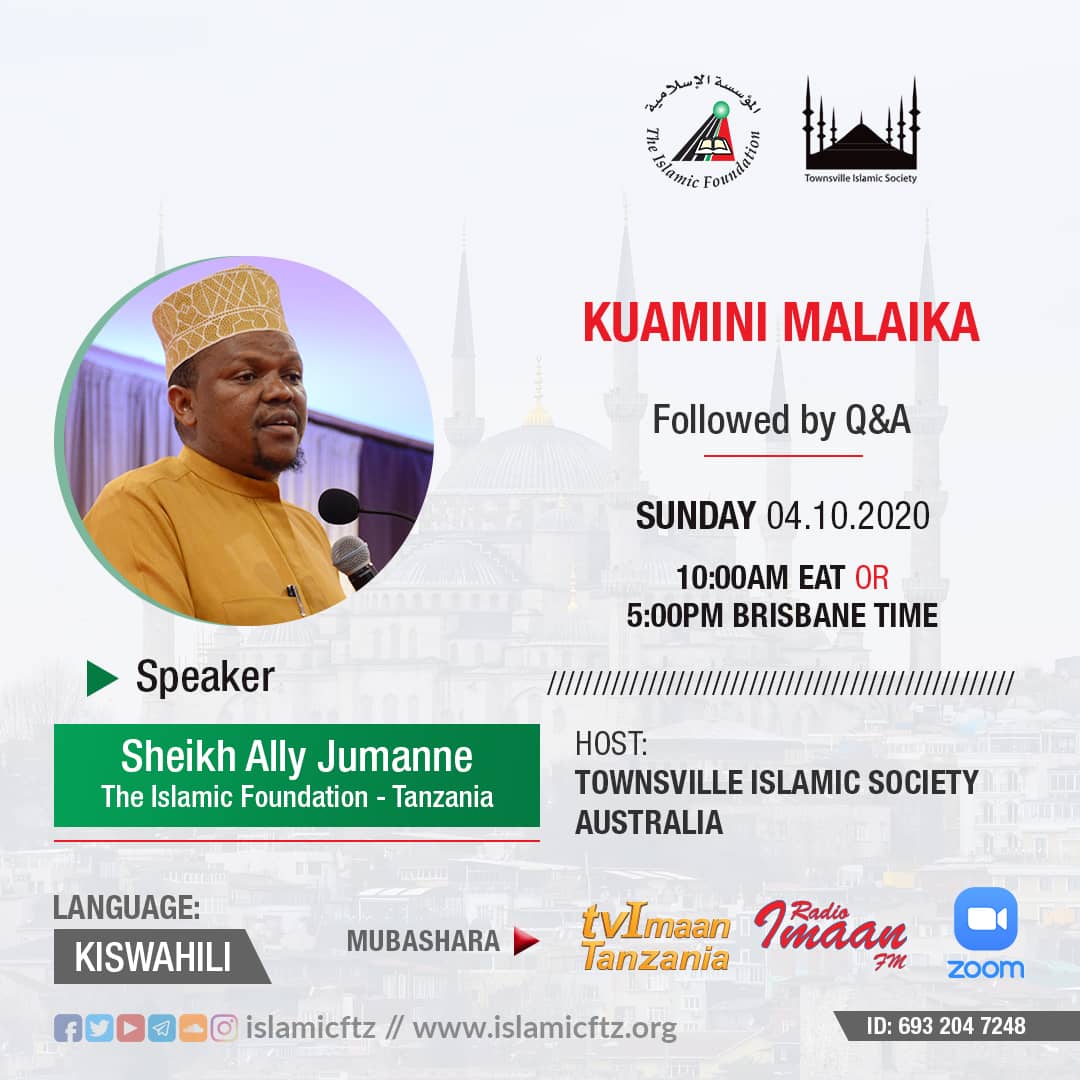 islamicftz's tweet photo. Ungana nasi hapo kesho Jumapili kupitia Zoom.
Mada: KUAMINI MALAIKA
Mubashara kupitia Tv Imaan na Radio Imaan.
_
#zoommeeting #maswahaba #mada #dini #mafundisho #malaika #imani #elimu #kuaminimalaika #tvimaan #radioimaan #imaanfm #tvimaantz #islamicftz https://t.co/VPImycwZZV