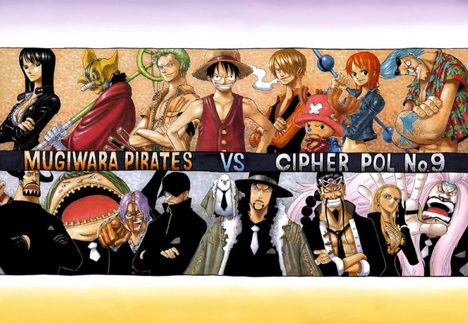 Pour vous illustrer ça, à l'exception de Marineford qui est un arc spécial de One Piece, seuls les arcs de conclusion de Saga (Alabasta, Skypiéa et Enies Lobby) ont vu tous les mugi (ou presque) avoir leur gros combat.
