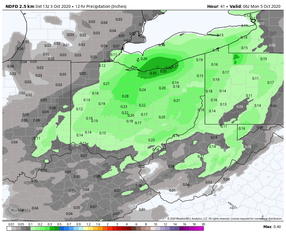 ohiowxnetwork's tweet photo. Looking at some of the computer models, we are looking at the potential for some rain as we go into Sunday. Rain is not expected to be widespread but some areas may pick up some light amounts between 0.25"-0.50" This precipitation is associated with a cold front. #ohwx https://t.co/AfqnC9I5hA
