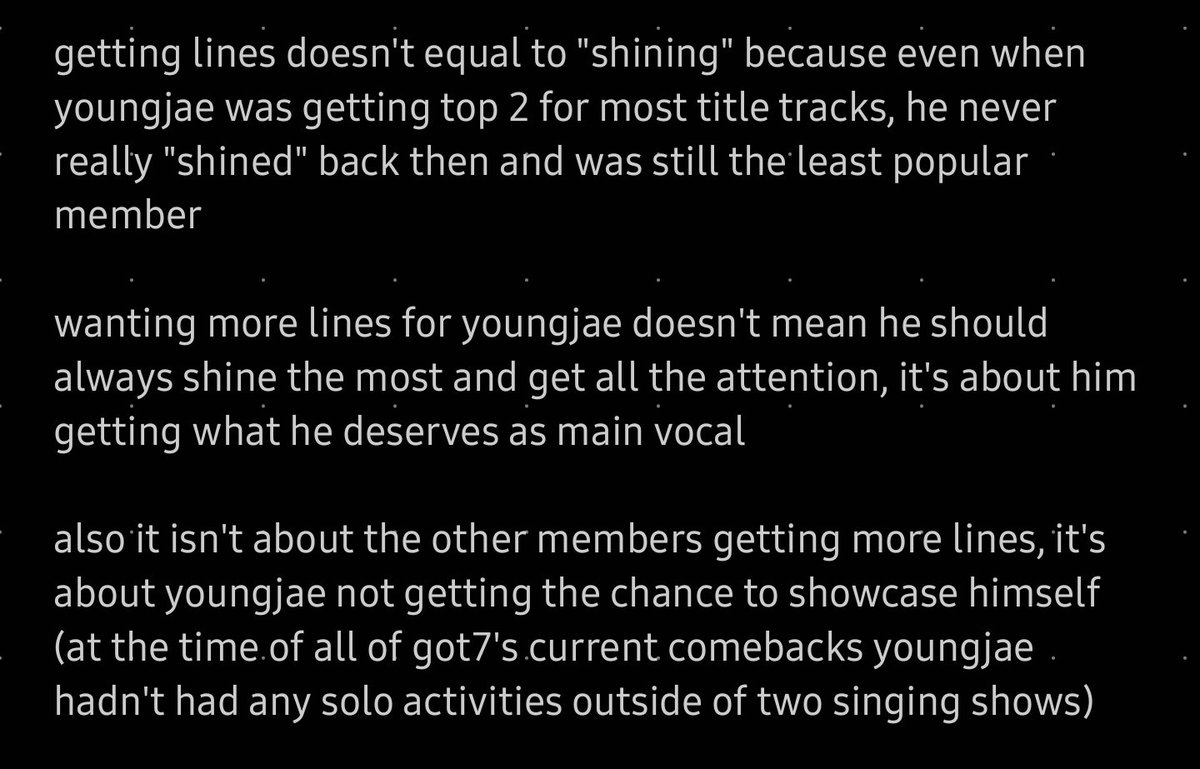 4. "youngjae always shined in the past so let x member shine this time"