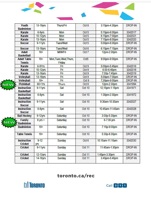 TNOtoronto's tweet photo. Attention to all residents and clients in Thorncliffe! Jenner Jean Marie Community Centre is opening for recreation programming as of Monday October 5. Please check out their FALL Schedule #jjmcc #community https://t.co/tMy3HSR19S