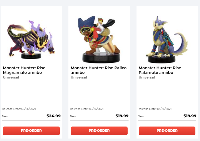 monster hunter amiibo gamestop