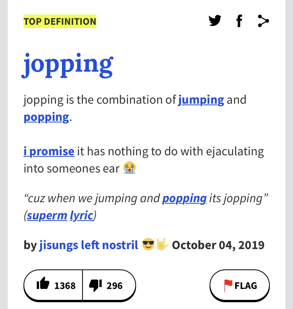 5. the urbandictionary definition of jopping ,, the way we tried to clean that up 