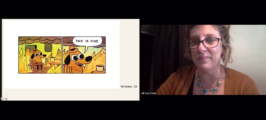 colemanmichelle's tweet photo. #Thisisfine 🤣 Looking at Self Presenting Theory by @LisaCrews6 Hop over to this session to hear more! #OCA2020 #COVID19 https://t.co/xHxmYhAOel