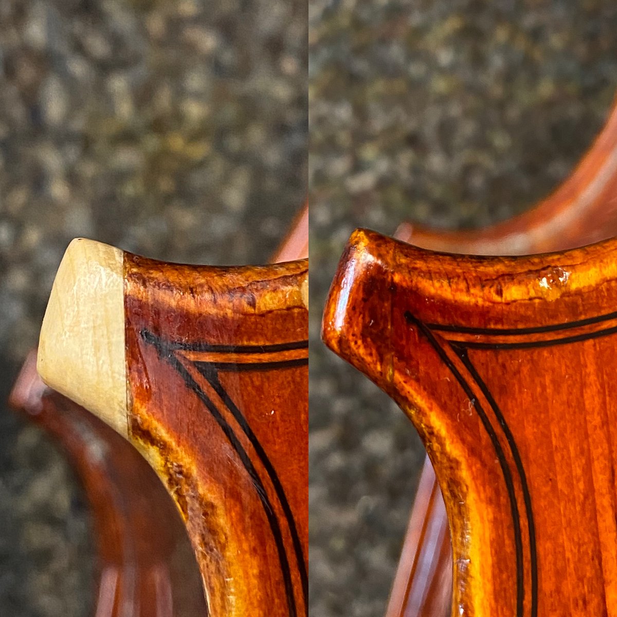 Broken corner on a cello? Not for long. Check out this amazing luthier work by Joel!!! If your instrument has some wear and tear why not bring it in and get it looking fresh? bit.ly/bvs_schedule - repair consultation appointment
#cello #luthier #fresh #goodasnew