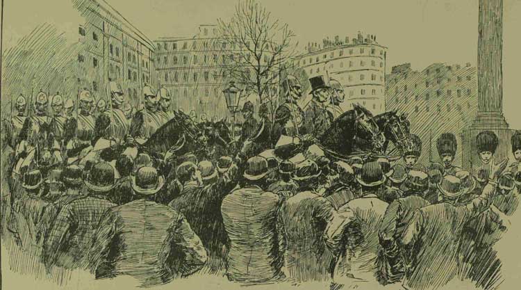 The economic problems in Whitechapel were accompanied by a steady rise in social tensions. Between 1886 and 1889, frequent demonstrations led to police intervention and public unrest, such as Bloody Sunday (1887).