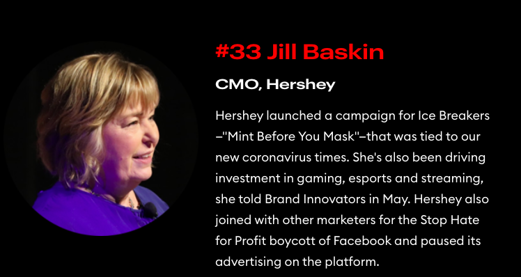 TPNRETAIL's tweet photo. Congratulations to our trusted partner, friend and HERSHEY'S #client Jill Baskin - named one of the world's most influential CMO's in this week's Forbes list. Read about all of this impressive and inspiring leaders in the link. https://t.co/3naygP4suG https://t.co/3DbcRQETtO
