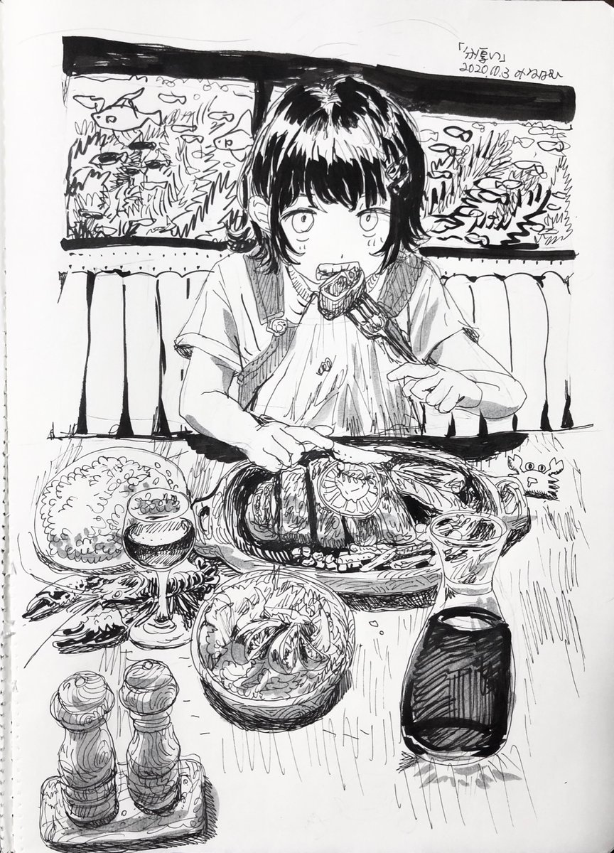 manuhamu's tweet image. 「分厚い」
#Inktober #inktoder2020 #kuretake #Kuretake_Inktober