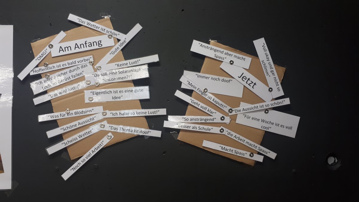 E-wende.ch baute mit einer Schulklasse (9. Klasse) eine 100 kWp Solaranlage auf dem Schulhaus Wünnewil. Was die Schüler am Anfang und am Schluss dachten: