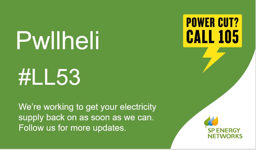 SPEnergyNetwork's tweet image. Rydym yn ymwybodol o #DORIADPŴER yn #Pwllheli  #LL53. Mae ein peirianwyr ar eu ffordd i’r safle i adfer y cyflenwad.⚡🔌