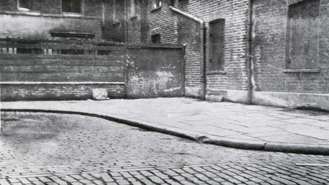 Eddowes's body was found in Mitre Square in the City of London, three-quarters of an hour after the discovery of the body of Elizabeth Stride.