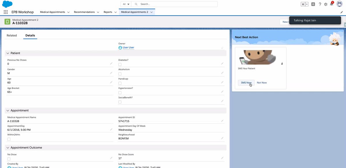 #QualityContent #FinelyDelivered  by <a href="/rajat_307/">Rajat</a> 
With a real life use case, 
1- Created a #EPB with point and click
2- Prediction received
3- Check #EPB accuracy
4- Leverage #Einstein #NBA to automate process

<a href="/newdelhisfdcdug/">New Delhi Salesforce Developer Group</a> #ImpactSalesforceSaturday
#EinsteinMoments