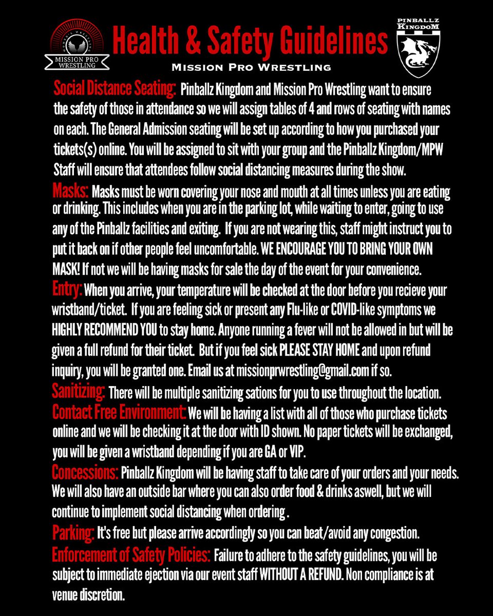 MissionProWres's tweet photo. The OFFICIAL FLYER for #MPWOutOfHell!

Tickets and more info available at https://t.co/72DaD6HHxJ

Streaming LIVE on @TitleMatchWN 

Our safety guidelines will remain the same. Also huge shoutout to ALL of our sponsors! Stay tuned for match announcements and sponsor posts! https://t.co/CU8KoFnfVV
