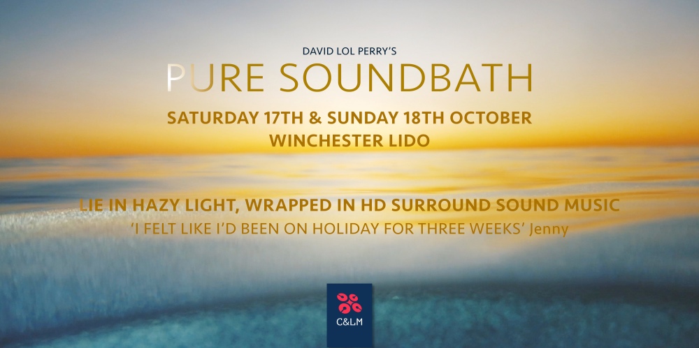 DavidLolPerry's tweet photo. I'm hoping you might be ready for a relaxing #Soundbath - music, light - taken lying down.

@WinchesterLido 17-18th October. Timed, socially distanced performances.

COVID Risk Assessed. Full refunds if cancelled. Watch a video on the link.

https://t.co/Y3rw9vEIwB https://t.co/WXrBfTDEye