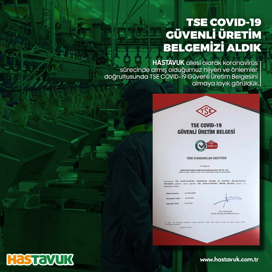 Hastavuk's tweet photo. HasTavuk ailesi olarak sizin sağlığınız için tüm önlemleri aldık ve almaya devam ediyoruz! 

#içinizrahatetsin #sağlık #güven #TSE #Covid #Covid19 #üretim #güvenliüretimbelgesi #lezzetinhasınıbilenlere #Hastavuk #tavuk #helalgıda #gıda #fileto #salam #sosis #temiz #hijyenikortam https://t.co/8xTKmrH9u3