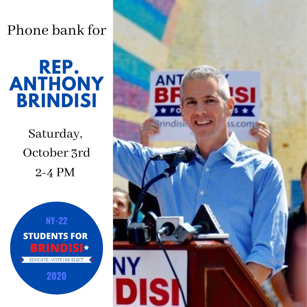 students4brindi's tweet photo. We are ONE MONTH away from Election Day. What are you doing to help elect Democrats? Join us and @CollegeDemsNY today from 2-4PM as we call into NY22 to help keep @abrindisi22 ‘s seat for two more years!

Sign up here: https://t.co/AwkBRa91RP https://t.co/JACmZHAREH