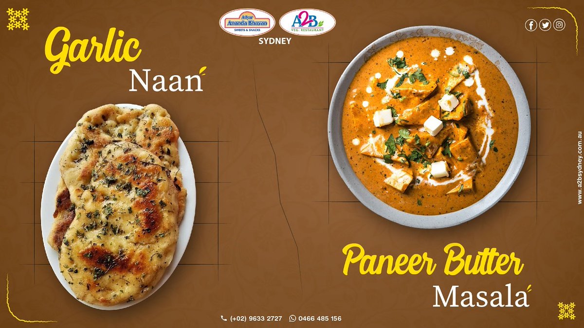 AdyarSydney's tweet photo. Authentic North Indian cuisine @ A2B Sydney

Call Us-02 9633 2727 / 02 9633 2767

Online Order : https://t.co/7XKbjVLW0B
Uber Eats : https://t.co/0IeKgiIka9

Visit Us : https://t.co/ludIbEDknk
Like us: Facebook: https://t.co/FGZNJygo8N
Follow us: https://t.co/2sqhJGbfv2 https://t.co/IVd8G5RNN2
