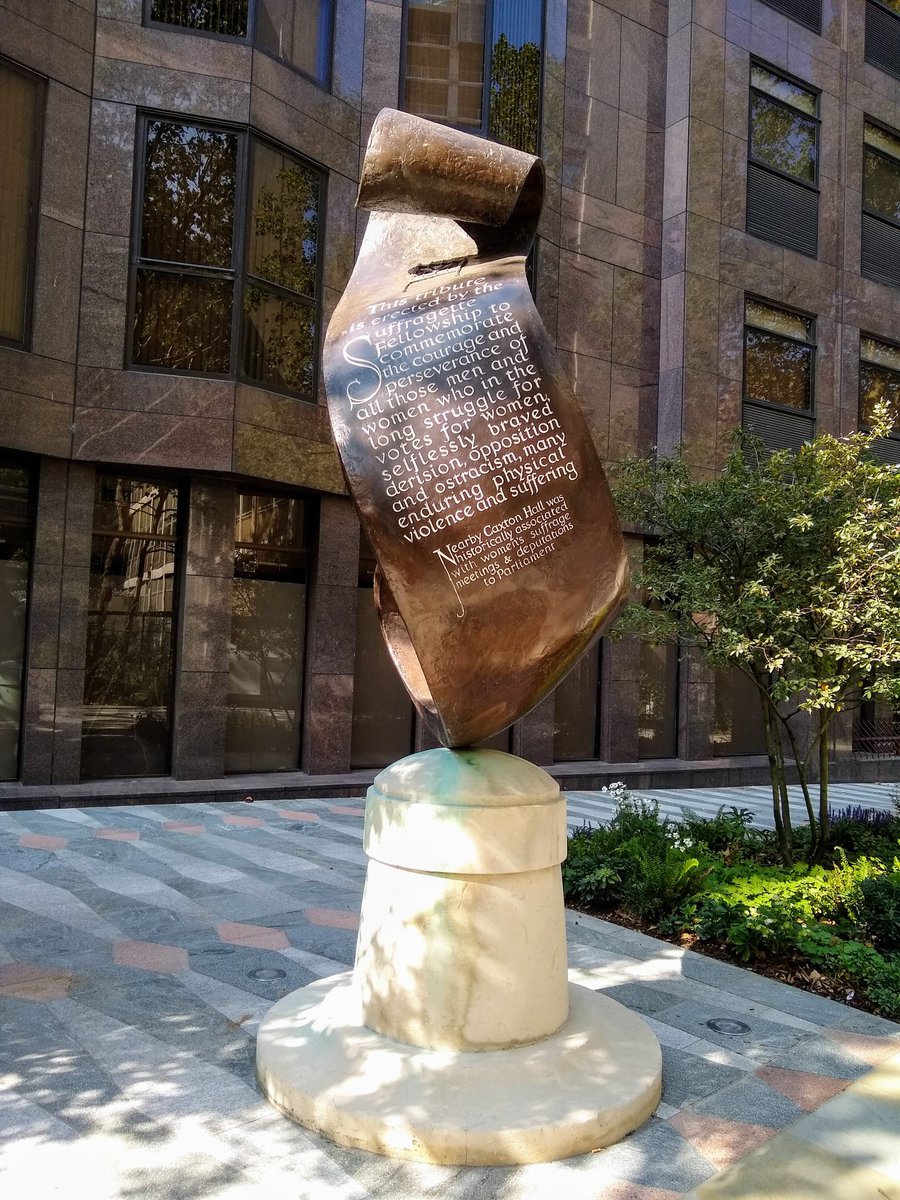 In Christchurch Gardens off Victoria Street, a monument to women's suffrage, created in 1970. Incorporating the badge of the Women's Social and Political Union and the Women's Freedom League.  #womenstatues