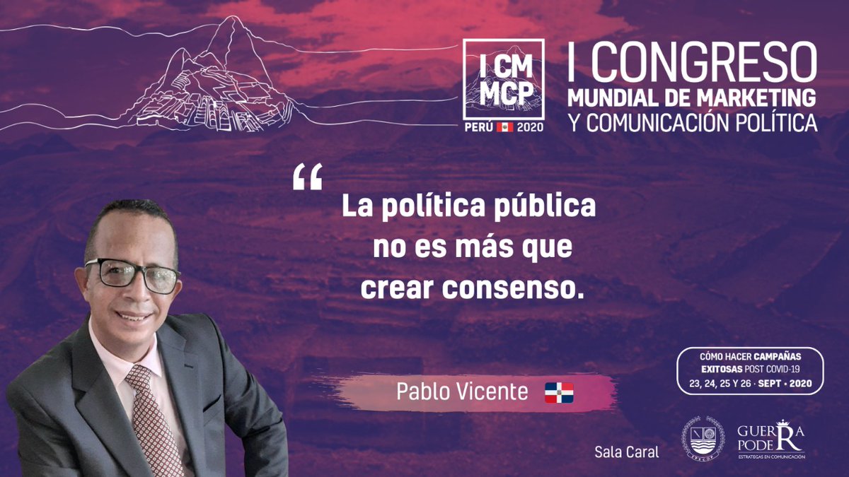 GuerrayPoder's tweet photo. 🔴 @pablo_vicente 🇩🇴 Abogado y analista político, autor de varios libros vinculado a la democracia y la políticas públicas, realizando estudios en temas sociales y políticos.
✅"I CONGRESO MUNDIAL DE MARKETING Y COMUNICACIÓN POLÍTICA.
#ICMMCP
@GuerrayPoder
@IPECOP https://t.co/OYDFo1WScX