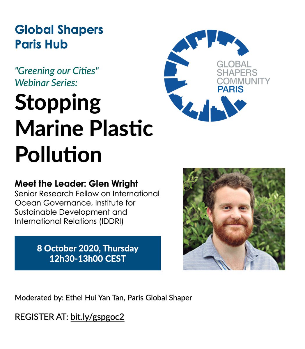 From urban farming to oceans, we are happy to announce the second 🌱Greening Our Cities Webinar Series 🌱 event with Glen Wright, Senior Research Fellow on International Ocean Governance of IDDRI on Stopping Marine Plastic Pollution. Sign up here 👉 bit.ly/gspgoc2