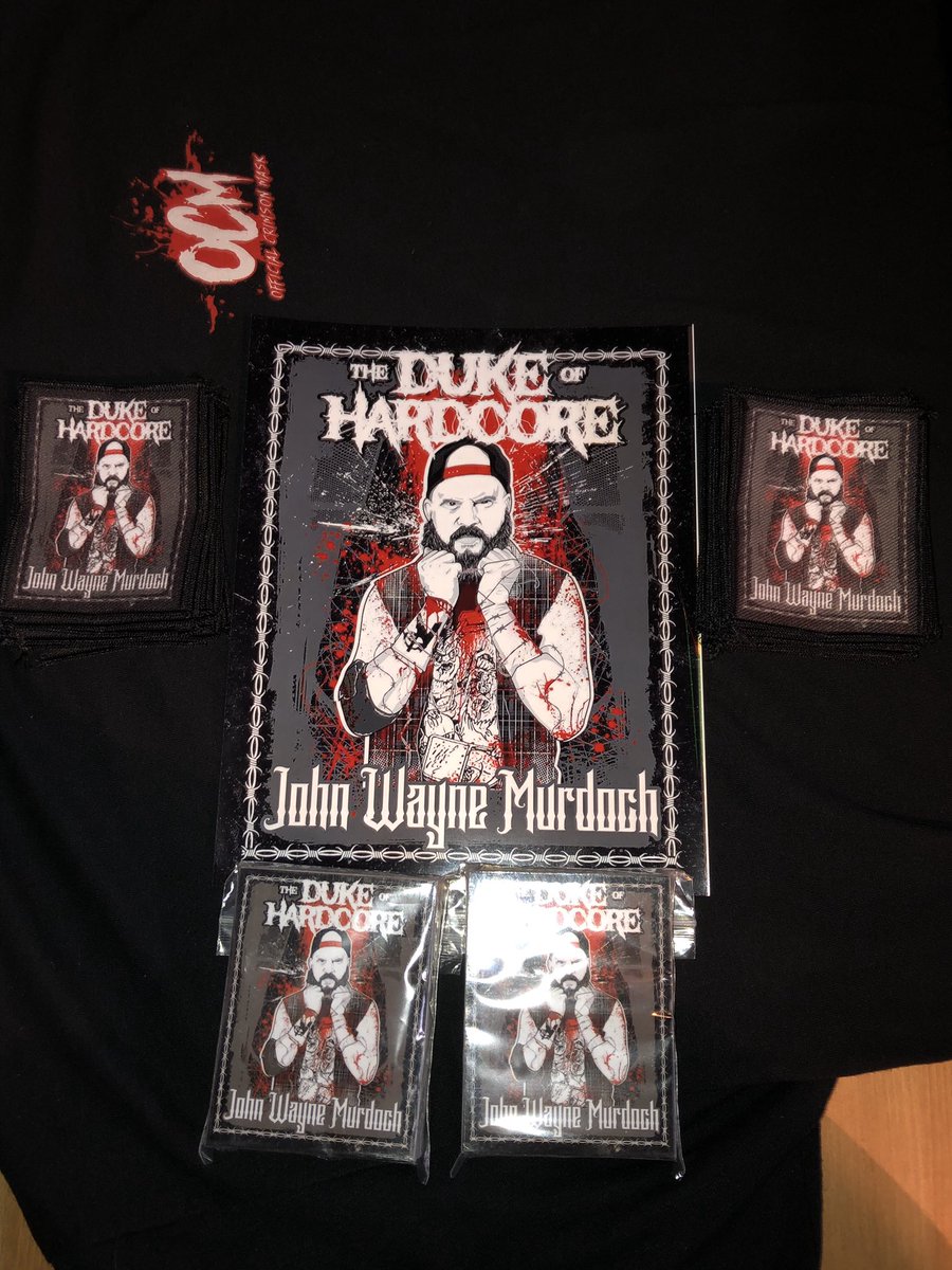 CrimsonmaskNyc's tweet photo. @TheDukeJWM  New Merch Avail Tonight in NJ @sawprowrestling   Signed 8X10 , Stickers and Patches of the Murdoch &amp; #OfficialCrimsonMask Collab Design #TheDukeOfHardcore https://t.co/Yppdm00Bnd