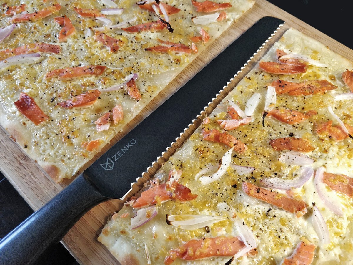 Tarts from Alsace with salmon instead of bacon and onions.