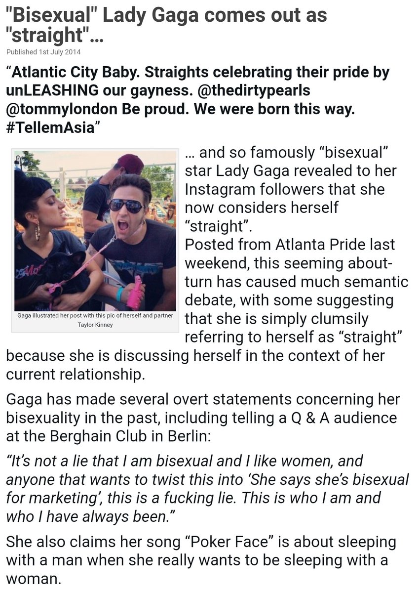 note: the language bisexuals use to describe and recount their experiences is often policed by non-bisexuals who try to tell them that they can't or have to use certain words or else they're not valid• here's another example of that happening to gaga after a joke on instagram