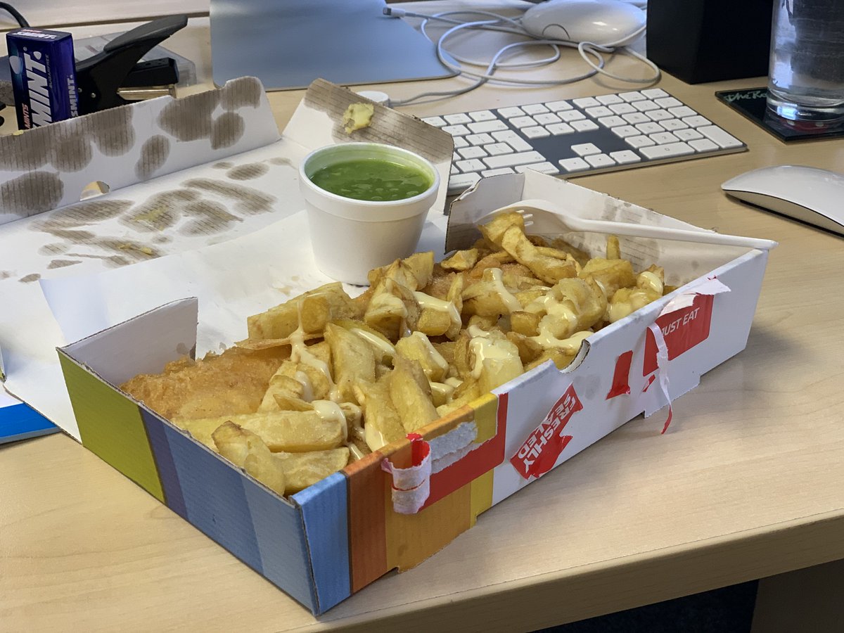 Amazing lunchtime Fish &amp; Chips at Finnick Towers yesterday. What is your sauce of choice for this British classic? That is salad cream on mine. #dontjudgeme #fishandchips