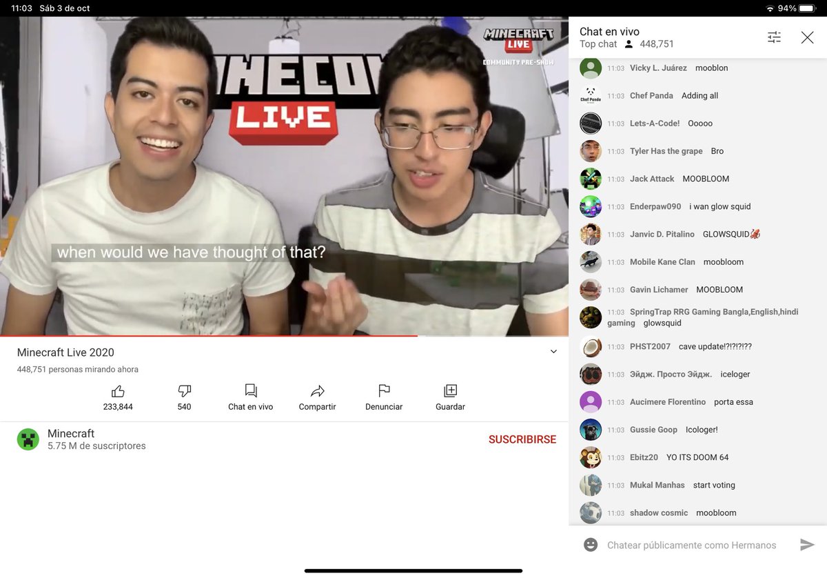 HermanosLiu's tweet image. Aparecimos en #MinecraftLive !
Nunca creímos que esto pasaría 🥰