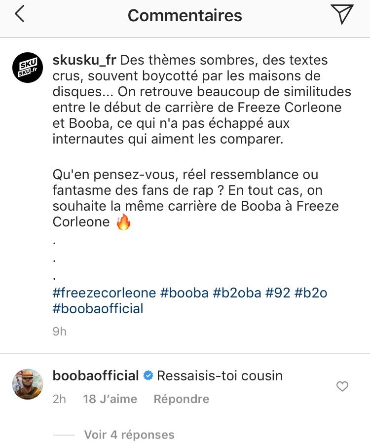 Freeze compte parmi son entourage des ennemis déclarés du Duc, tels que le Roi Heenok ou Alpha 5.20.Petit à petit une logique de guerre froide va s'installer, Booba lançant les hostilités sur Instagram.
