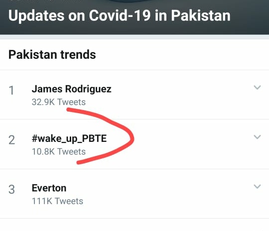 HamzaWaqarKhan's tweet photo. We Are Trending at Num #2👍👍 keep tweeting!!!!
#wake_up_PBTE https://t.co/hhLCrI0tVV