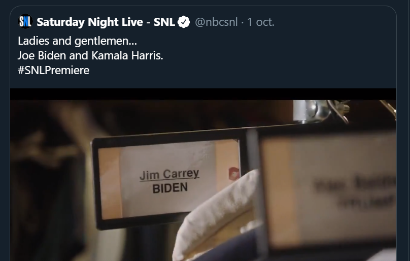 CriticArOk's tweet photo. Será esta una de las grandes satiras del año??

#JimCarrey #JoeBiden #Elecciones2020 #SNL https://t.co/gjndTJfcgA