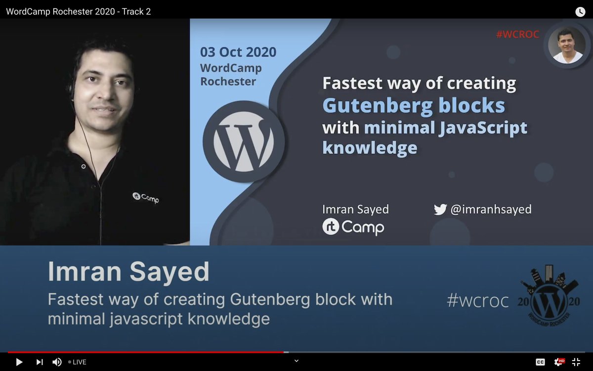 imranhsayed's tweet image. 🎙️Enjoyed speaking @wordcamprocny about #Gutenberg #BlockPatterns, @wp_acf new InnerBlocks and more 🤩

▶️ You can watch the talk on:
youtu.be/p4yxnOS-QuM

#WCROC #WordPress #javascript #reactjs