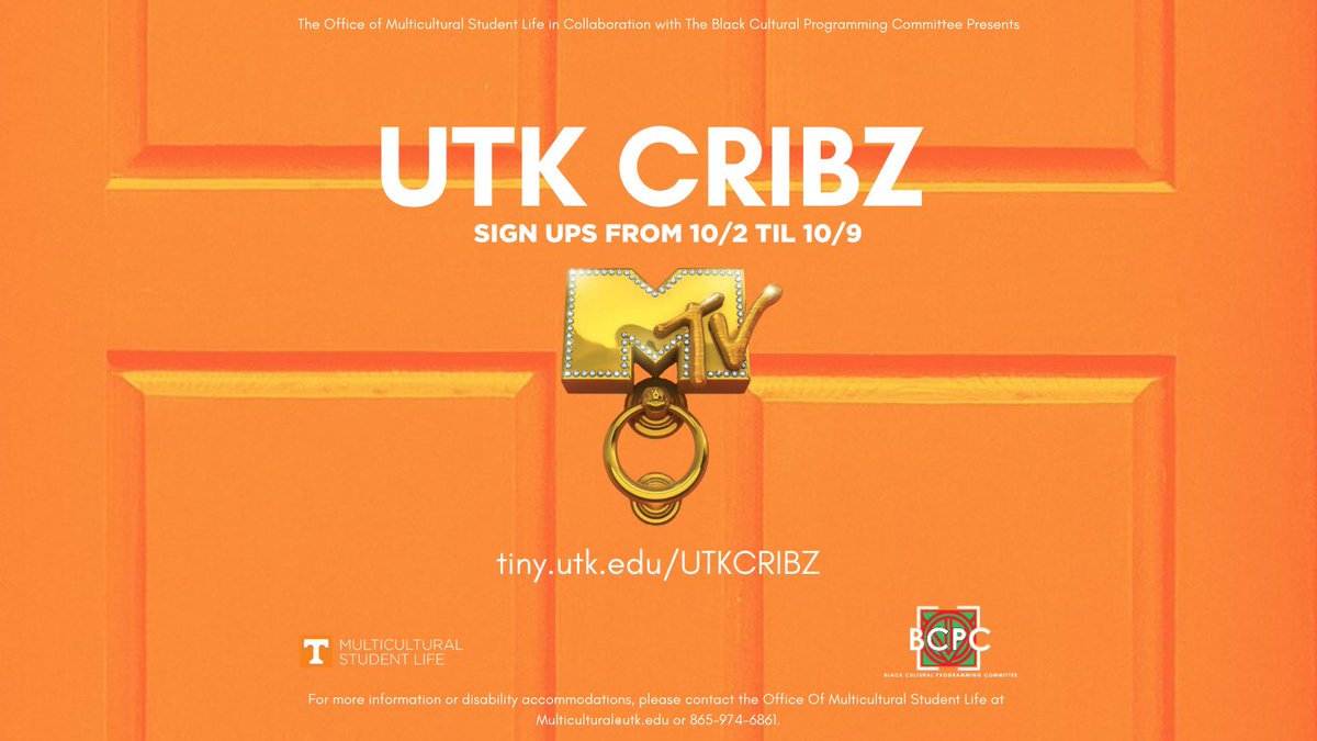 UTBCPC's tweet image. Registration for our MTV inspired “UTK CRIBZ” is now open! They will remain open from now until October 9th! 

If you think you have the flyest crib, this is your chance to prove it 🗣

tiny.utk.edu/UTKCRIBZ