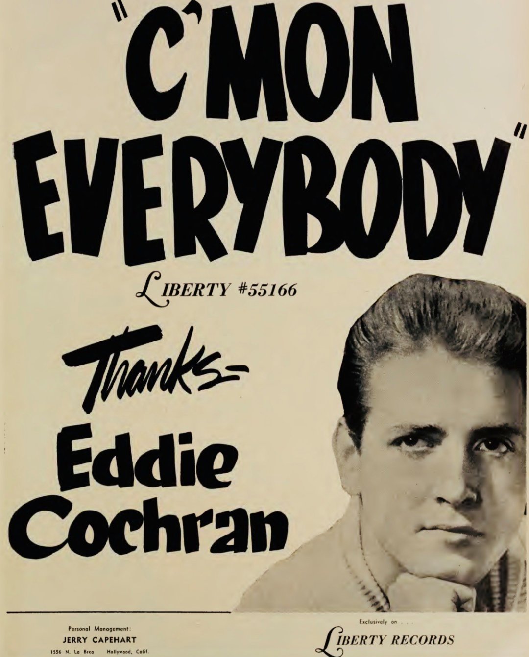 Happy Birthday, Eddie Cochran! You died too young. You were truly \"Somethin\ Else\". RIP 