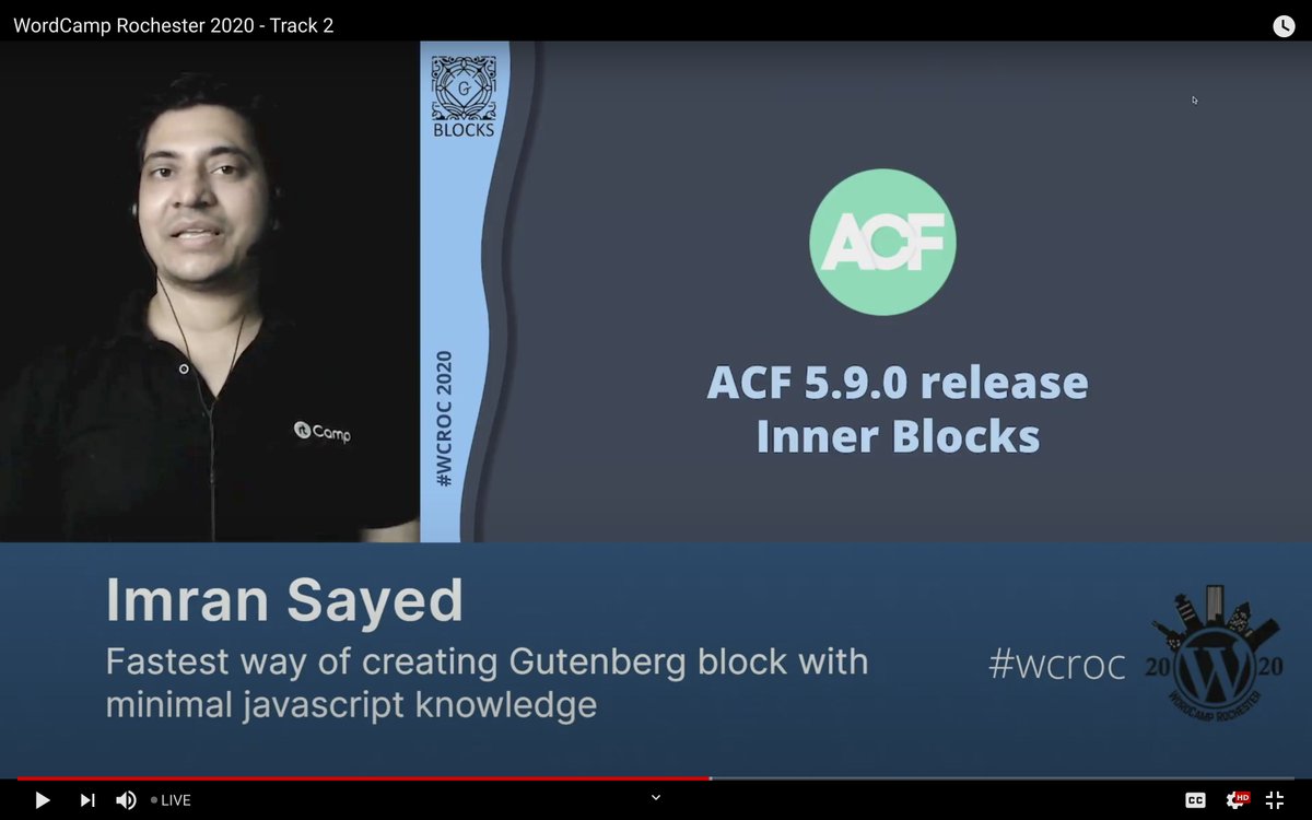 imranhsayed's tweet image. 🎙️Enjoyed speaking @wordcamprocny about #Gutenberg #BlockPatterns, @wp_acf new InnerBlocks and more 🤩

▶️ You can watch the talk on:
youtu.be/p4yxnOS-QuM

#WCROC #WordPress #javascript #reactjs